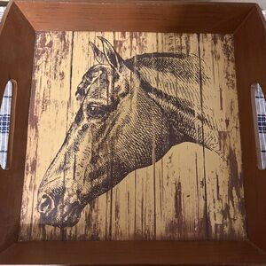VTGWooden Tray with Horse Portrait